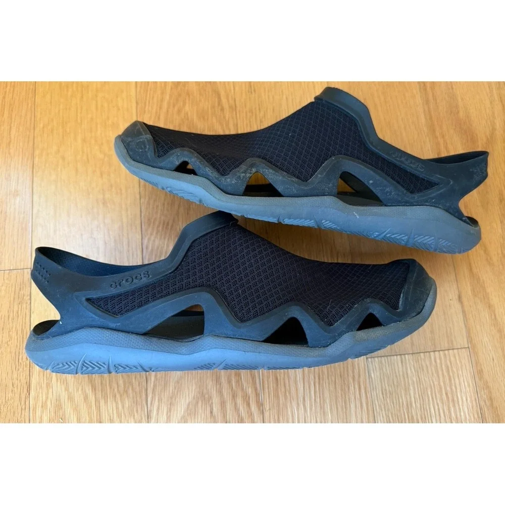 Crocs Mens Swiftwater Mesh Wave Sandals Black Sport Sandals Size 10 Water Shoes